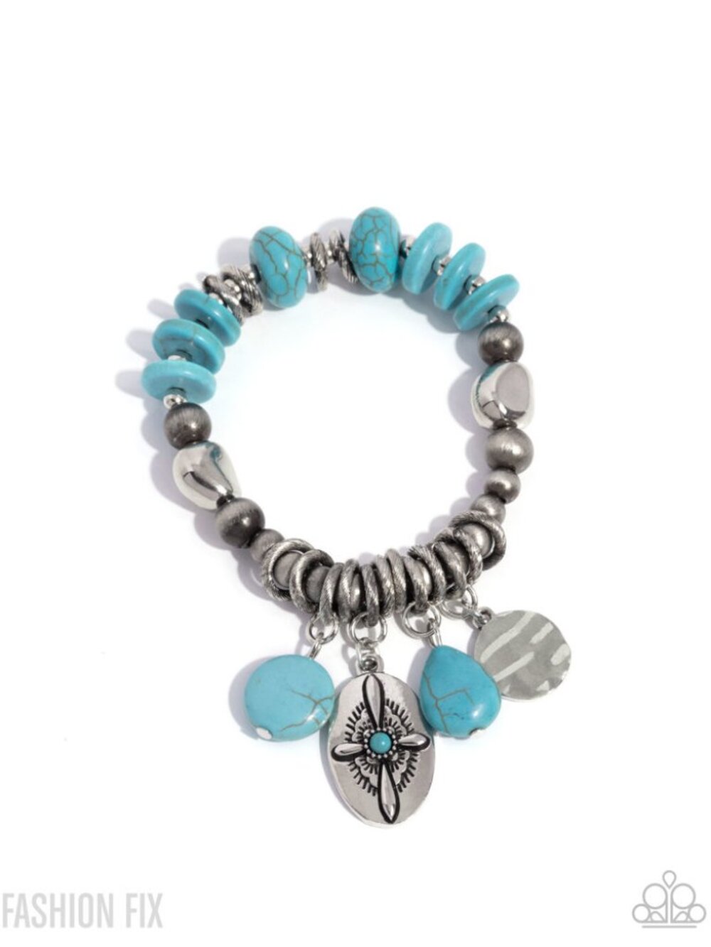 Navajo pearl and turquoise stretch bracelet - Authentic Apparel Bleue